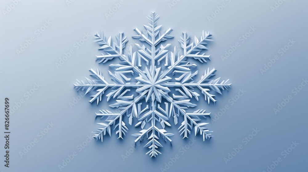 Poster a snowflake is drawn on a blue background. the snowflake is made of paper and has a very intricate d