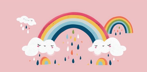 rainbow on pink background, pride month, lgbt