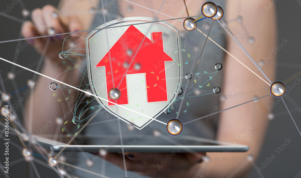 Aufkleber house. data big data visualization background.abstract technology