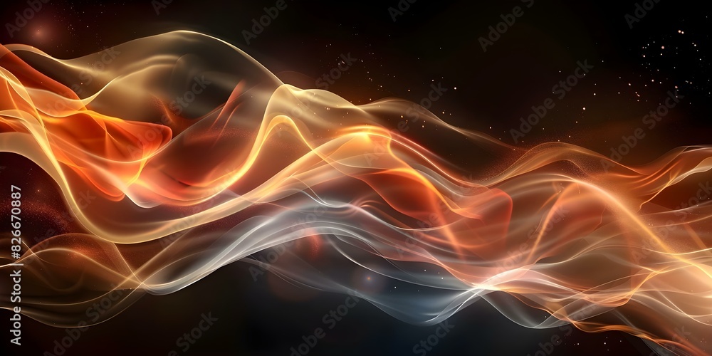 Poster dazzling display: fiery waves in red and orange mimicking the mesmerizing movement of flames. concep