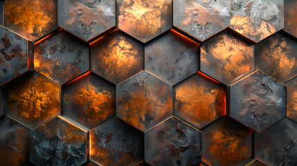 Copper Hexagon: A Close-up of a Shiny and Textured Copper Geometric Shape