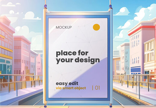 Anime Comic Style Digital Illustrated Detailed Poster Frame Billboard Mockup 02 Generative Ai