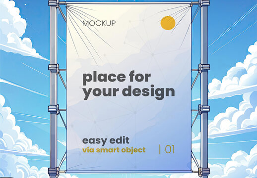 Anime Comic Style Digital Illustrated Detailed Poster Frame Billboard Mockup 06 Generative Ai