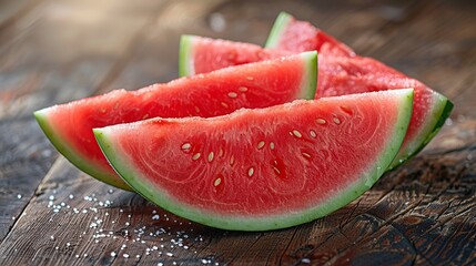 Juicy slices of watermelon. Red watermelon, fresh fruit. Created with Generative AI