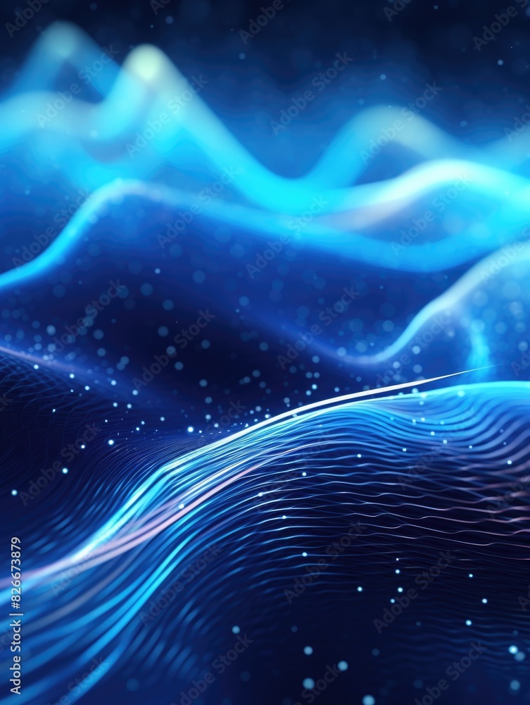 Poster the image is a blue and white gradient with a wave pattern. the blue and white colors create a sense