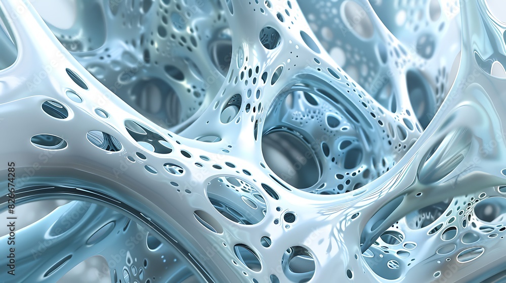 Fototapete 3d rendering of a cellular structure. organic structure. abstract shapes.
