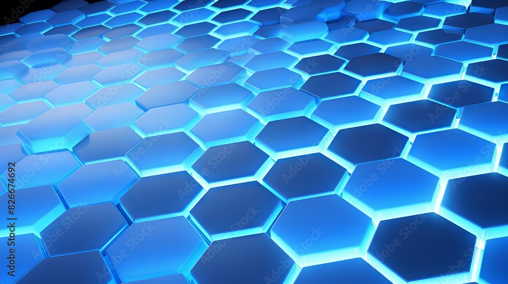Aufkleber abstract futuristic surface concept with hexagons in light blue – trendy sci-fi technology backgroun