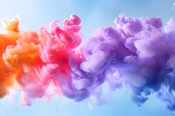 Fototapeta premium Vibrant Fluid Explosion of Colorful Paint and Smoke in the Sky