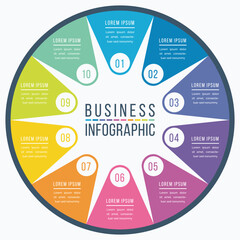 Infographic business design 10 steps, objects, elements or options business information template