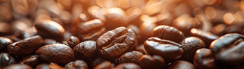 A captivating banner background showcases freshly roasted coffee beans in high detail