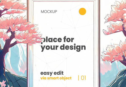 Anime Illustrated Manga Style Poster Frame Mockup 05 Generative Ai