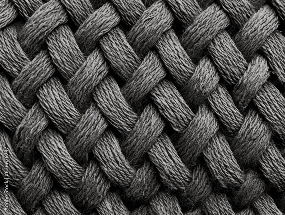 Poster a close up of a knotted rope with a lot of texture. the rope is made of a material that is not very 