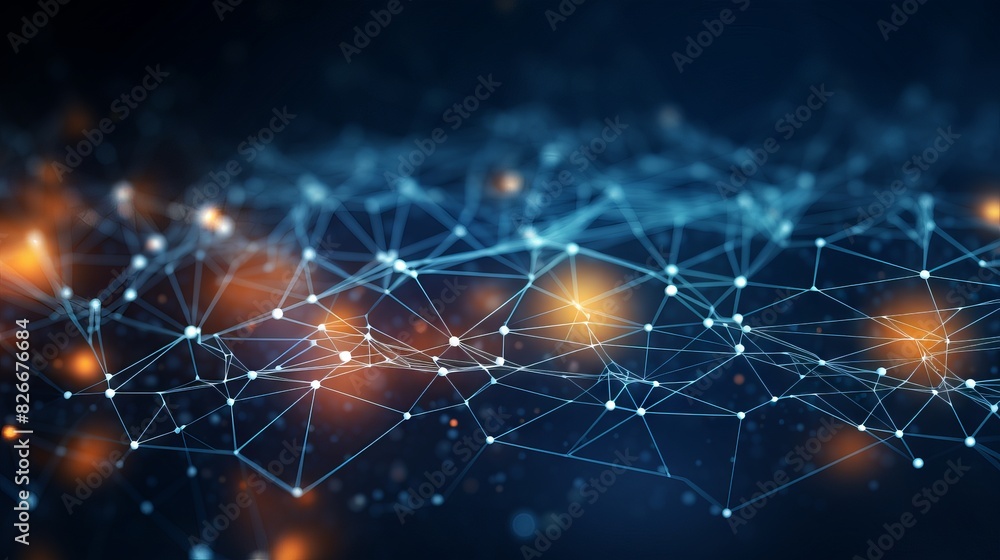 Poster pulsating plexus network: abstract digital connectivity in global technology sphere.