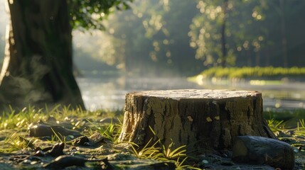 Obraz premium Freshly cut tree stump
