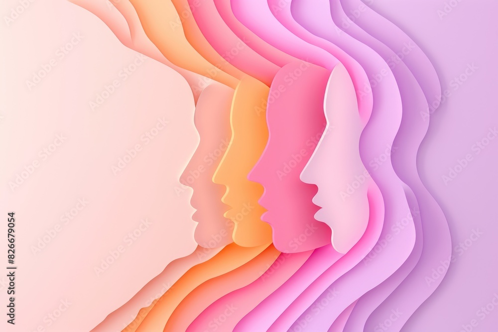 Poster a series of faces are drawn in different colors and sizes, with one of them having a mouth open. con