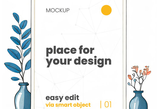 Artistic Frame Poster Mockup inside simple Paint Illustrated 07 Generative Ai