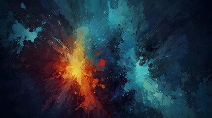 Abstract blue, black, orange background