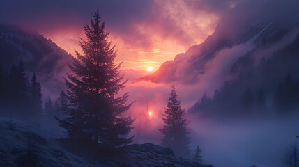 sunrise in the mountains