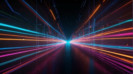 Futuristic Neon Light Tunnel with Motion Effect
