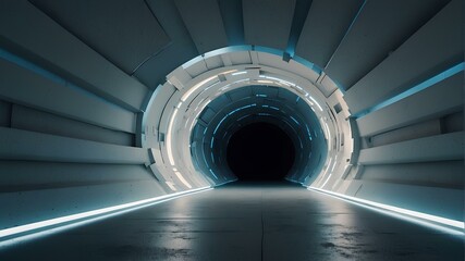 Futuristic Tunnel with LED Lighting