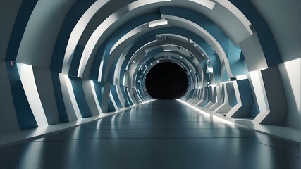 Futuristic Tunnel with Geometric Design