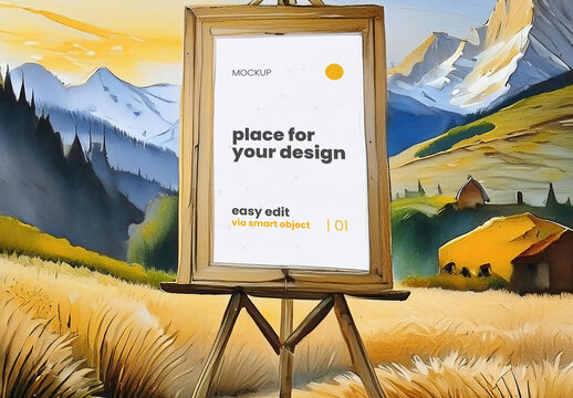 Artistic Frame Poster Mockup Painted Illustrated 04 Generative Ai