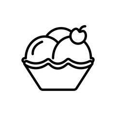 Ice cream line icon. Ice cream icon. Gelato icon isolated on white background. Transparent background, minimalist symbol. Vector images