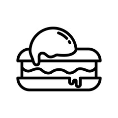 Ice cream line icon. Ice cream icon. Gelato icon isolated on white background. Transparent background, minimalist symbol. Vector images