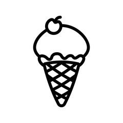 Ice cream line icon. Ice cream icon. Gelato icon isolated on white background. Transparent background, minimalist symbol. Vector images