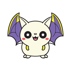 Bat black and white cartoon character design collection. White background. Pets, Animals.