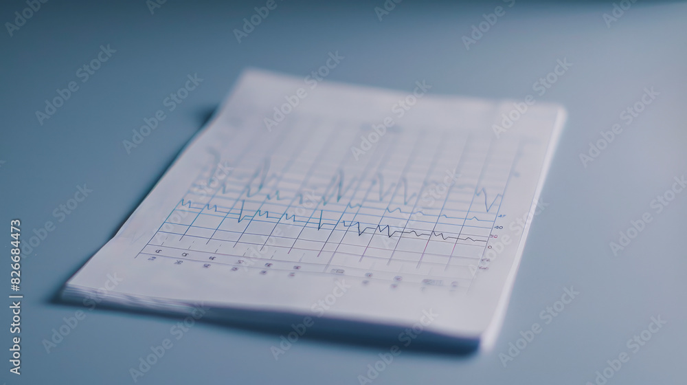 Poster a printed line graph on a piece of paper with grid lines, suggesting a data analysis or financial re