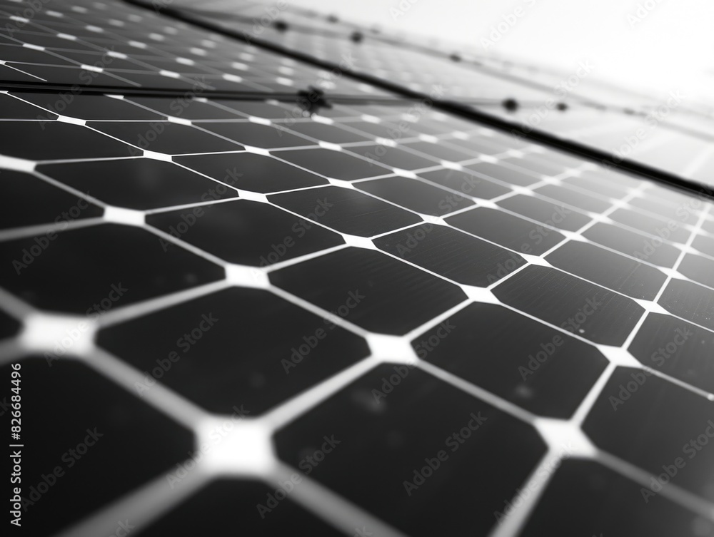 Poster a close up of a solar panel with many small squares. concept of precision and order, as the squares 