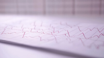 Close-up view of a paper with multiple lines of graph data, possibly representing a statistical analysis or a financial report, with a blurred background.