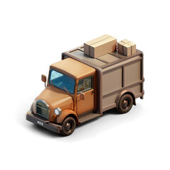 Vintage Delivery Truck Icon in Brown, Isolated on Transparent Background, PNG