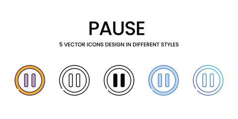 Pause vector icons set stock illustration