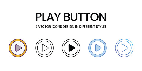 Play Button vector icons set stock illustration