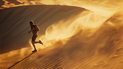 Man running through the desert