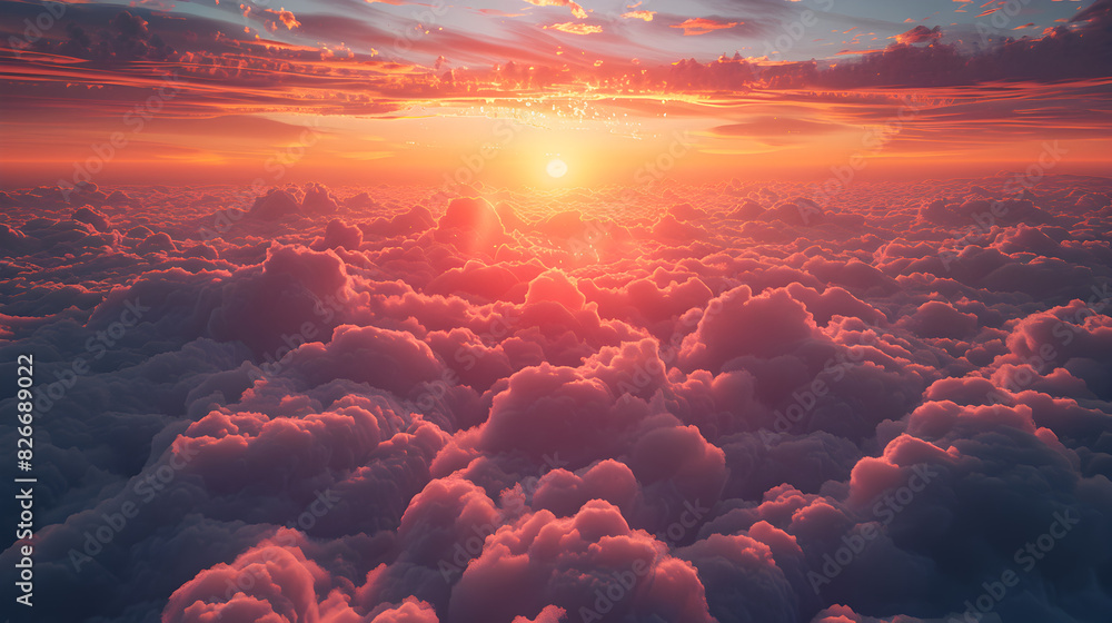 Wall mural sunset over the clouds