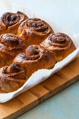 Cinnamon buns, homemade traditional sweet rolls