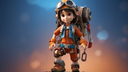 A photo of a 3D character with a climbing harness