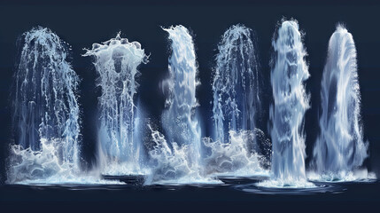 set of realistic water waterfall 
