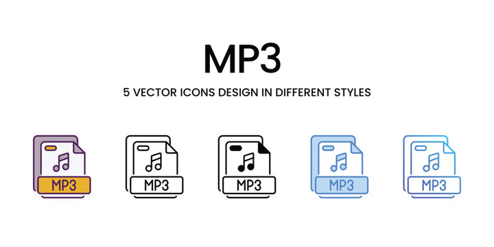 Mp3 vector icons set stock illustration