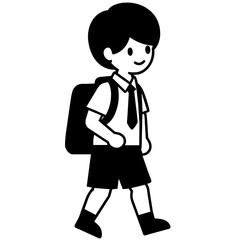 student with uniform vector silhouette illustration