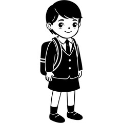 student with uniform vector silhouette illustration