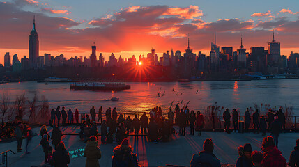 sunset over the river