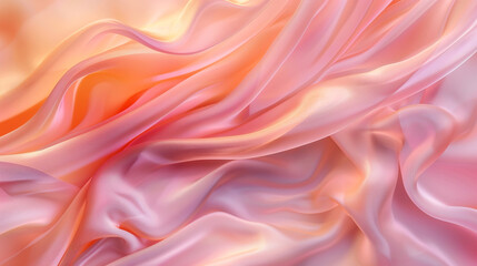Obraz premium Peach and pink silk fabric with smooth textures, gentle waves 