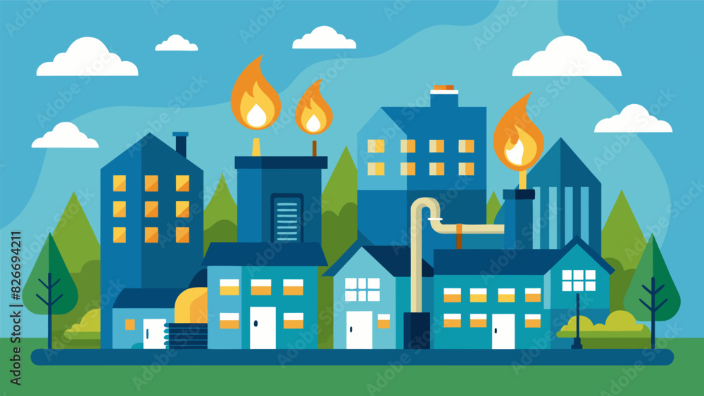 Poster an elegant housing complex powered entirely by natural gas showcasing the potential of this clean an
