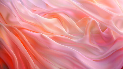 Obraz premium Peach and pink silk fabric with smooth textures, gentle waves 