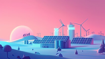 Sustainable Energy Landscape Illustration