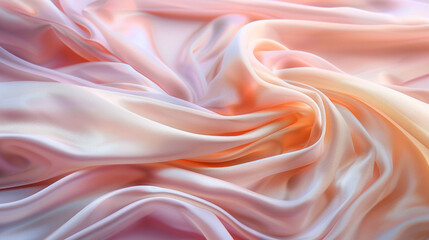 Peach and pink silk fabric with smooth textures, gentle waves 